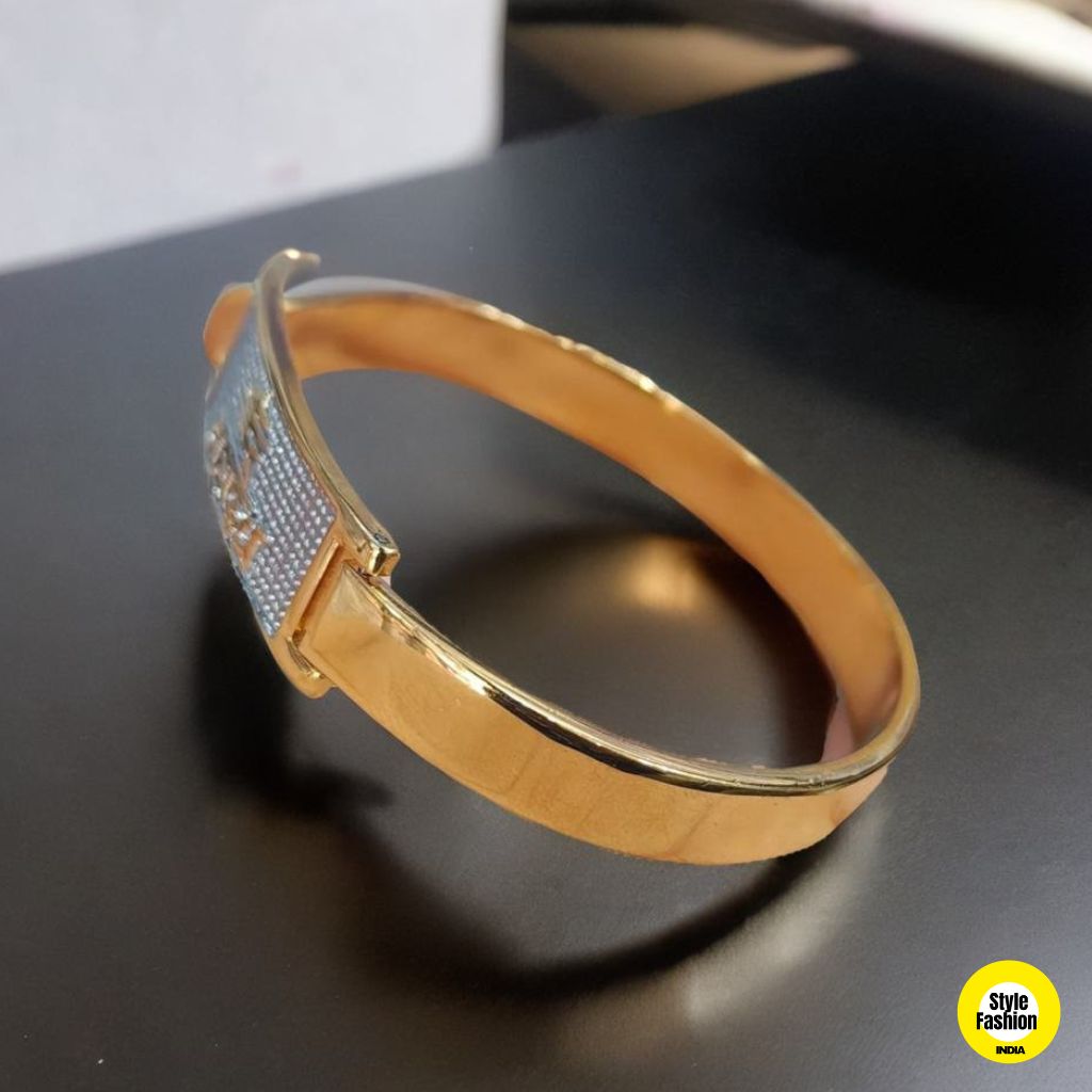 Mahadev Bracelet Kada With Diamond Gold Plated for Men