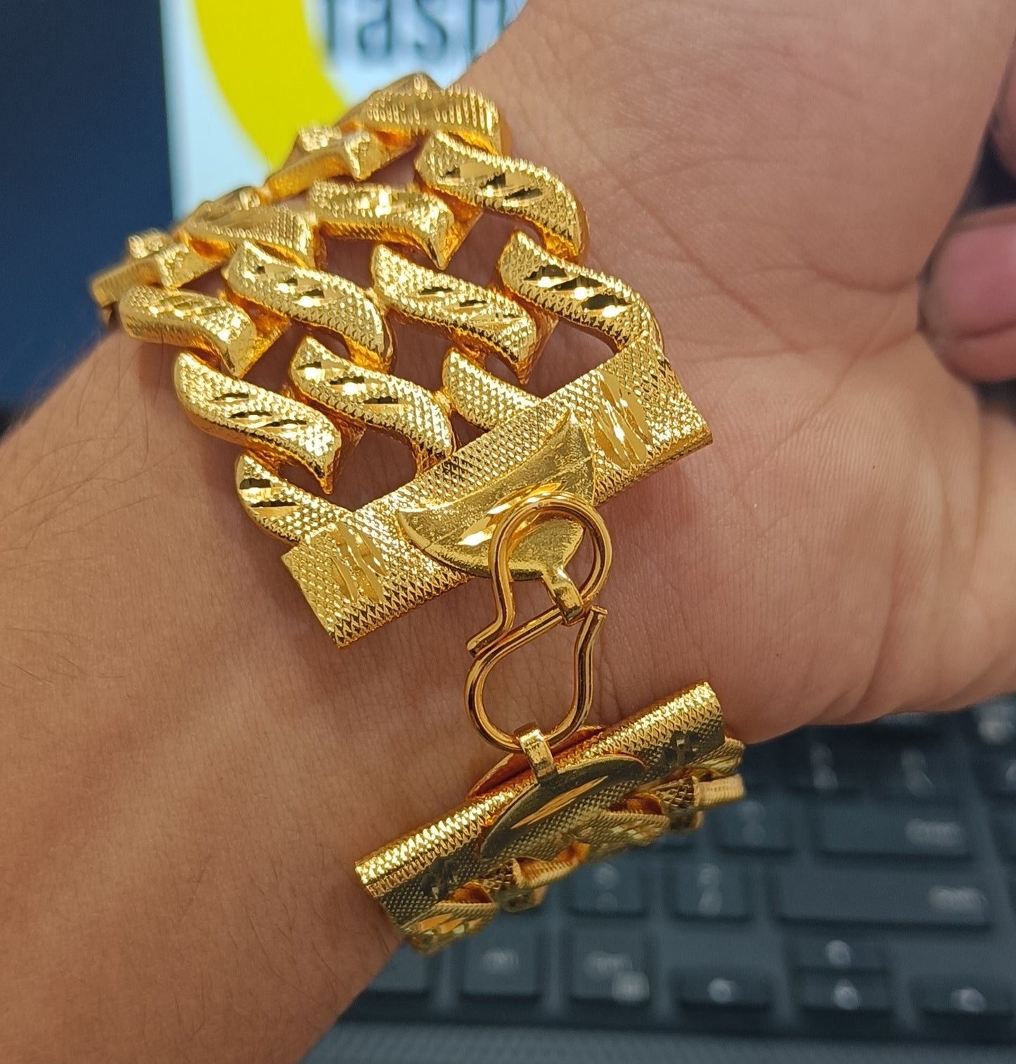 Combo of 2 Line Bracelet With Pokal With Leaf Gold Plated Chain For Men