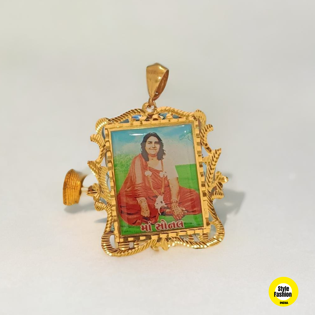 Jay Sonal Maa Photo High Quality Gold Plated Pendant