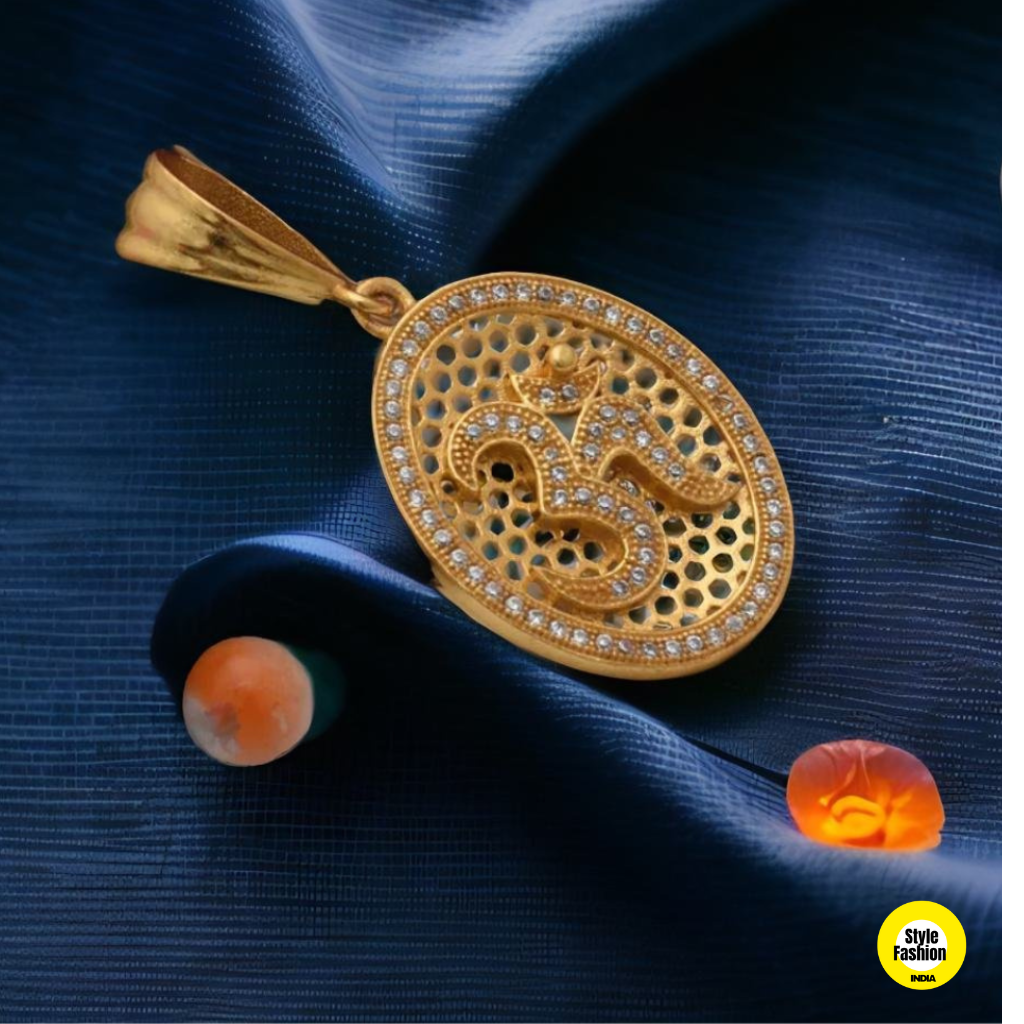 OM Diamond and Round Designer High Quality Gold Plated Pendant For Men