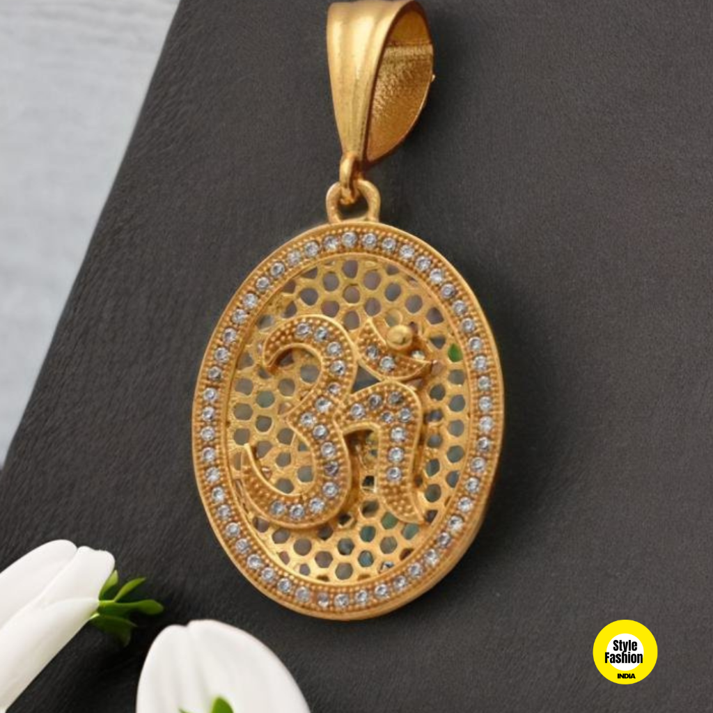 OM Diamond and Round Designer High Quality Gold Plated Pendant For Men
