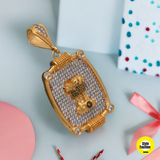 Mudra Diamond with New Design High Quality Gold Plated Pendant