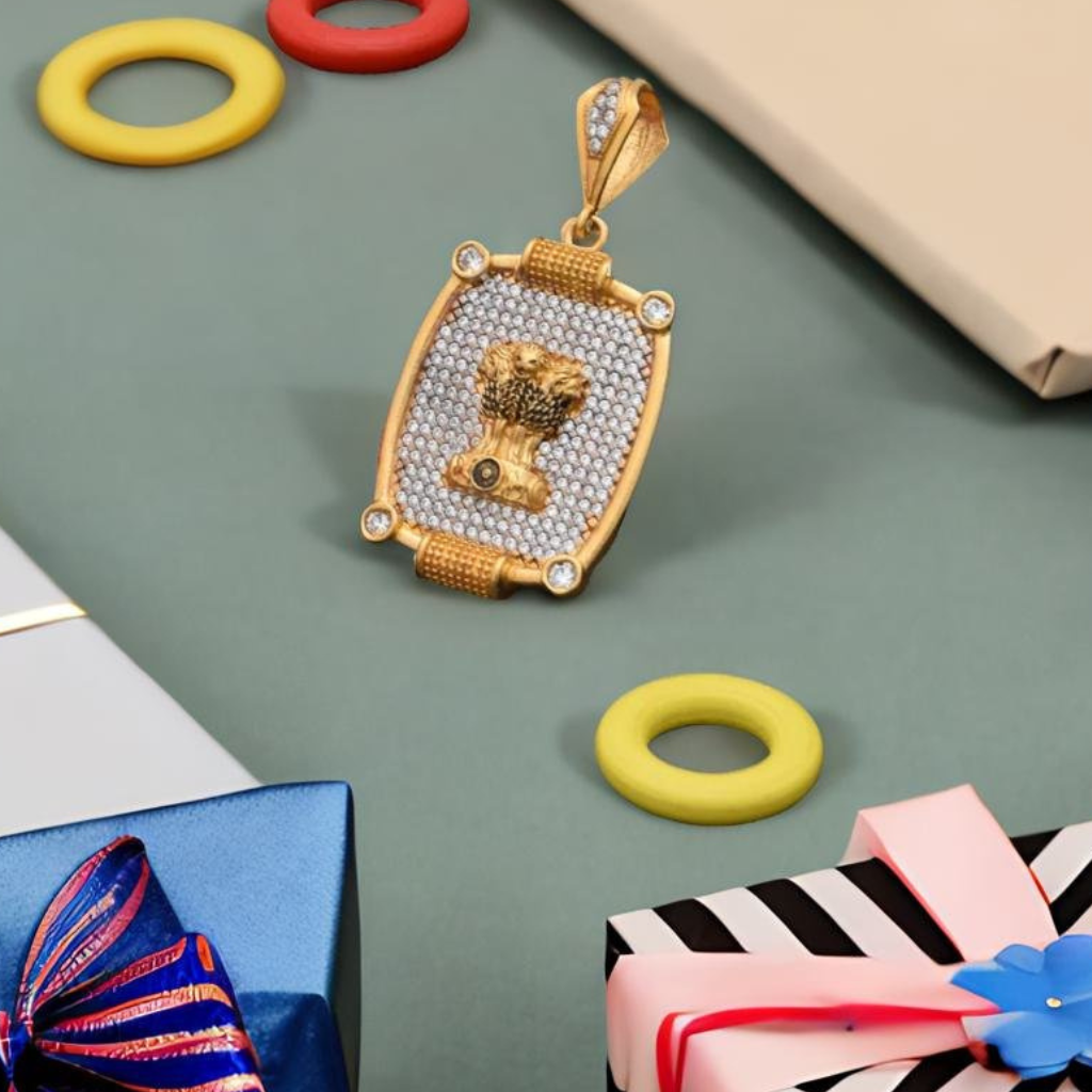 Mudra Diamond with New Design High Quality Gold Plated Pendant