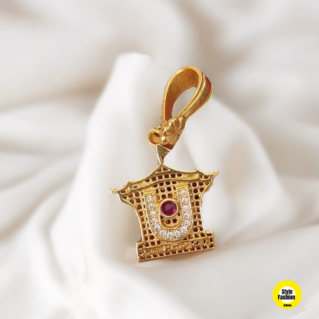 Shivling Unique Design With Diamond & Gold Plated Pendant For Men