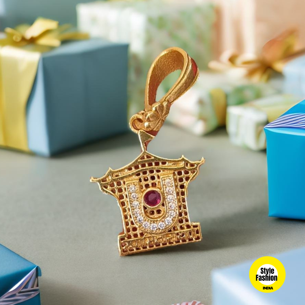 Shivling Unique Design With Diamond & Gold Plated Pendant For Men