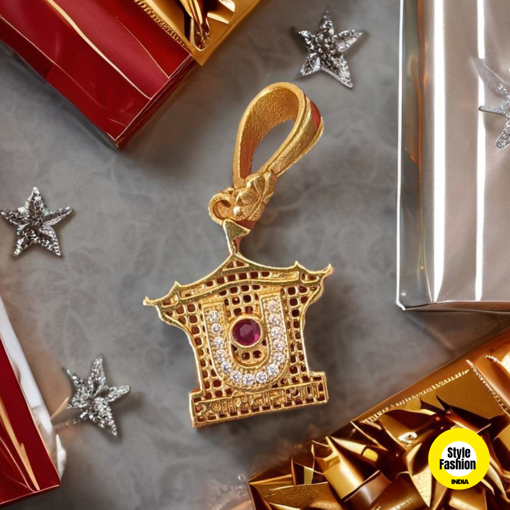 Shivling Unique Design With Diamond & Gold Plated Pendant For Men