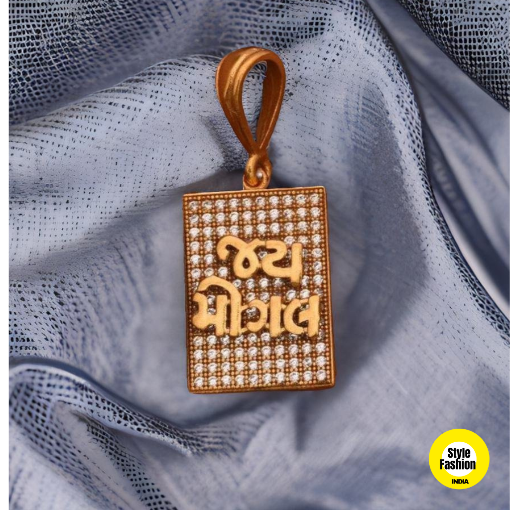 Jay Mogal Logo With Diamond & Gold Plated Pendant For Men