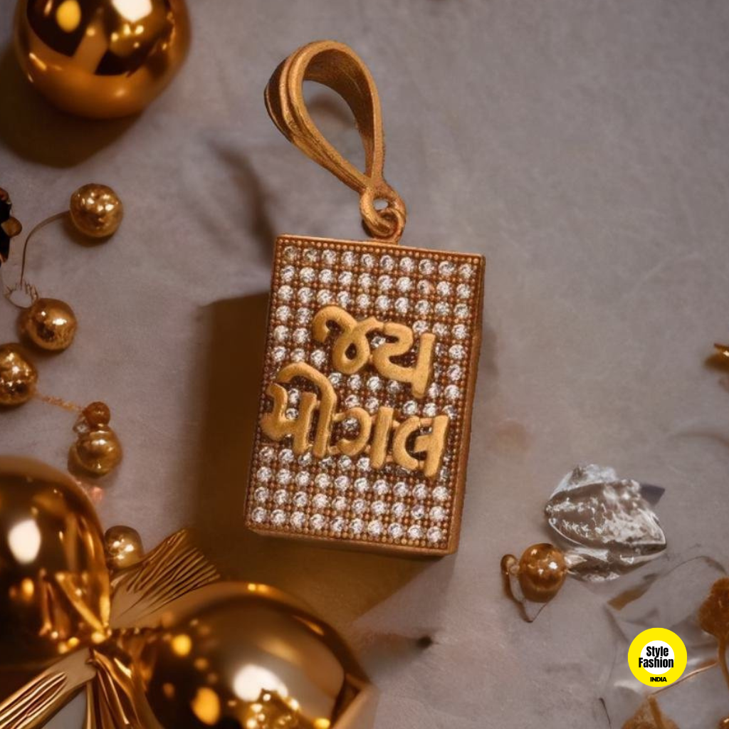 Jay Mogal Logo With Diamond & Gold Plated Pendant For Men