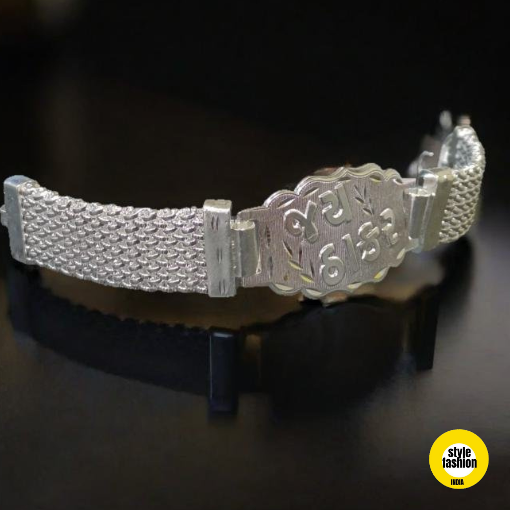 Jay Thakar With Six Line With Unique Design Silver Plated Bracelet For Men