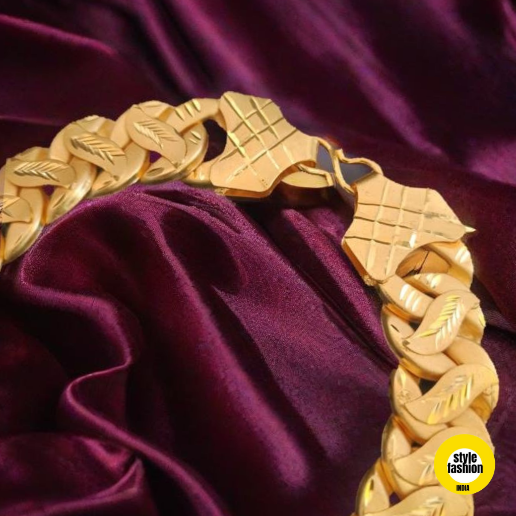 Unique Ring On Ring Pokal With Leaf Gold Plated Chain For Men