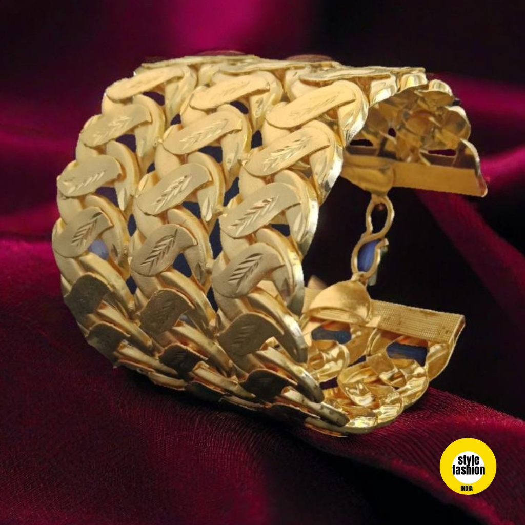 Combo of 3 Line Pokal With Leaf Bracelet & Unique Design Pokal With Leaf High Quality Gold Plated Chain