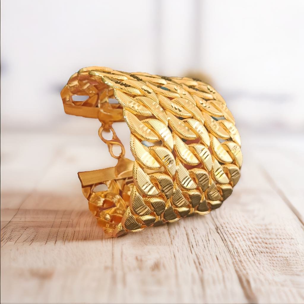 3 Line High Quality Gold Plated Bracelet for Men