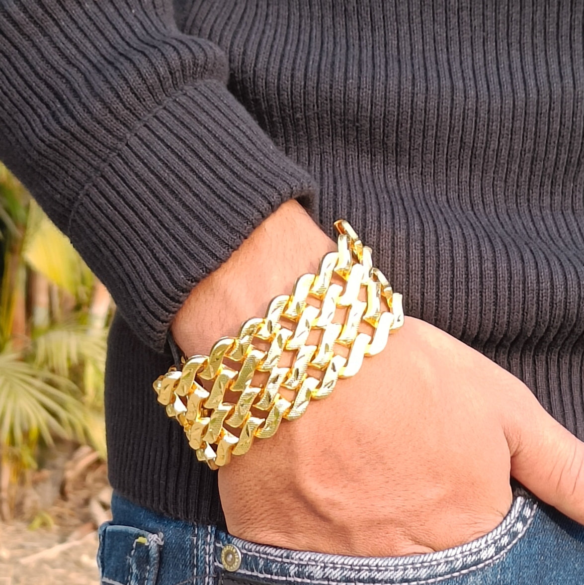 S 2 Layer high Quality Gold Plated Bracelet For Men