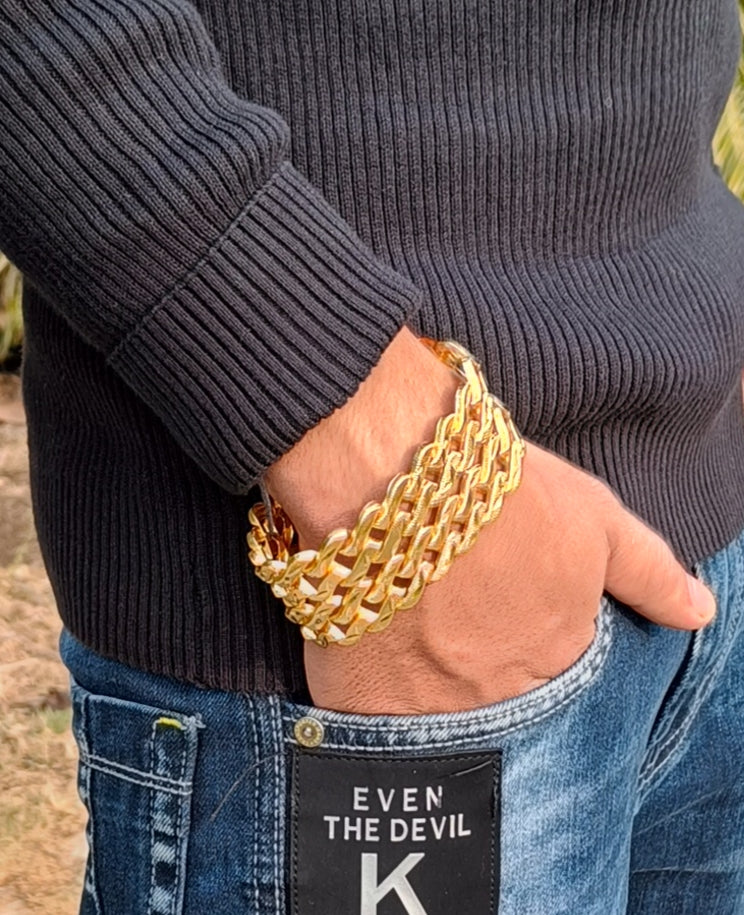 S 2 Layer high Quality Gold Plated Bracelet For Men