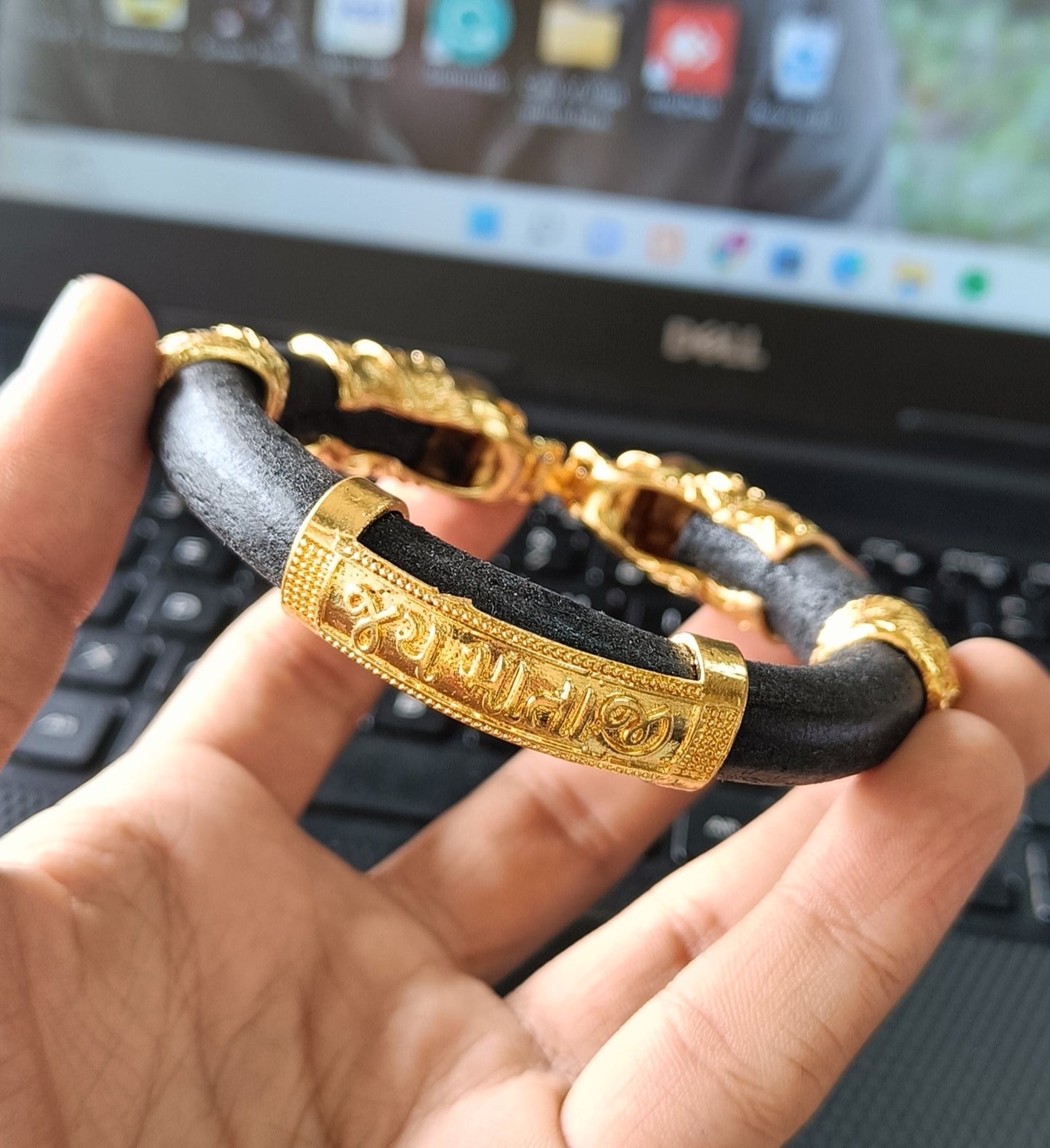 Jay Mataji Black High Quality Gold Plated Genda kada for Men
