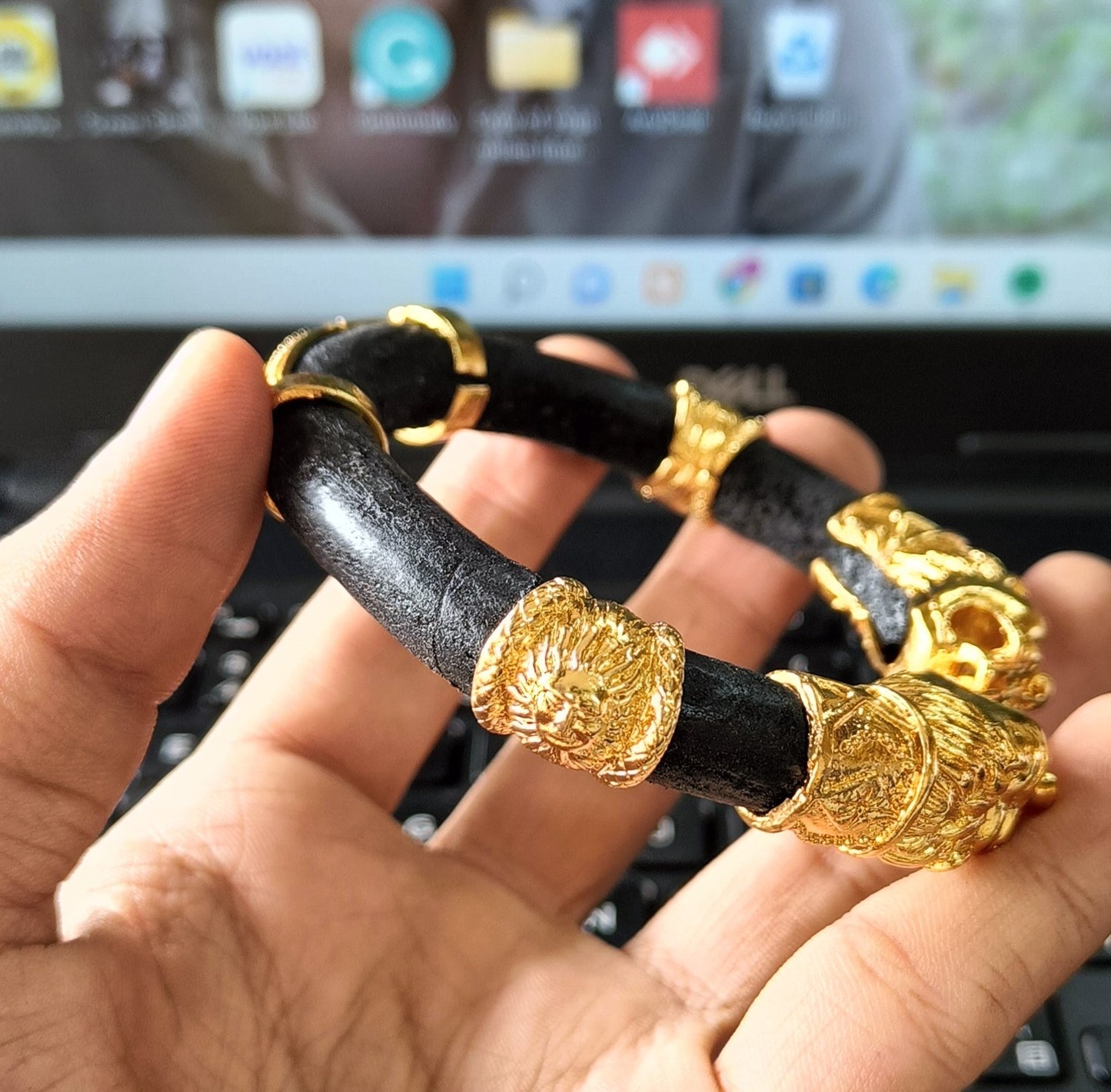 Jay Mataji Black High Quality Gold Plated Genda kada for Men