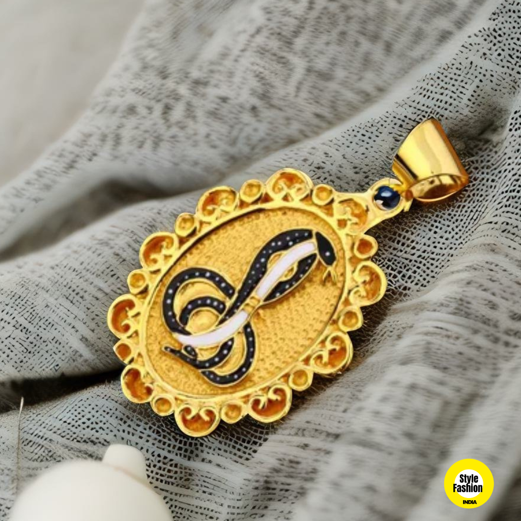 Goga Maharaj Snake Naag Dev Unique Design Gold Plated Brass Pennant For Men