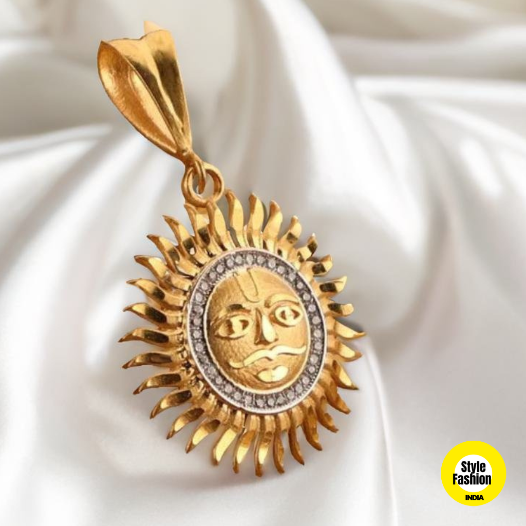Exclusive Design Sun With Diamond & High Quality Gold Plated Pendant For Men