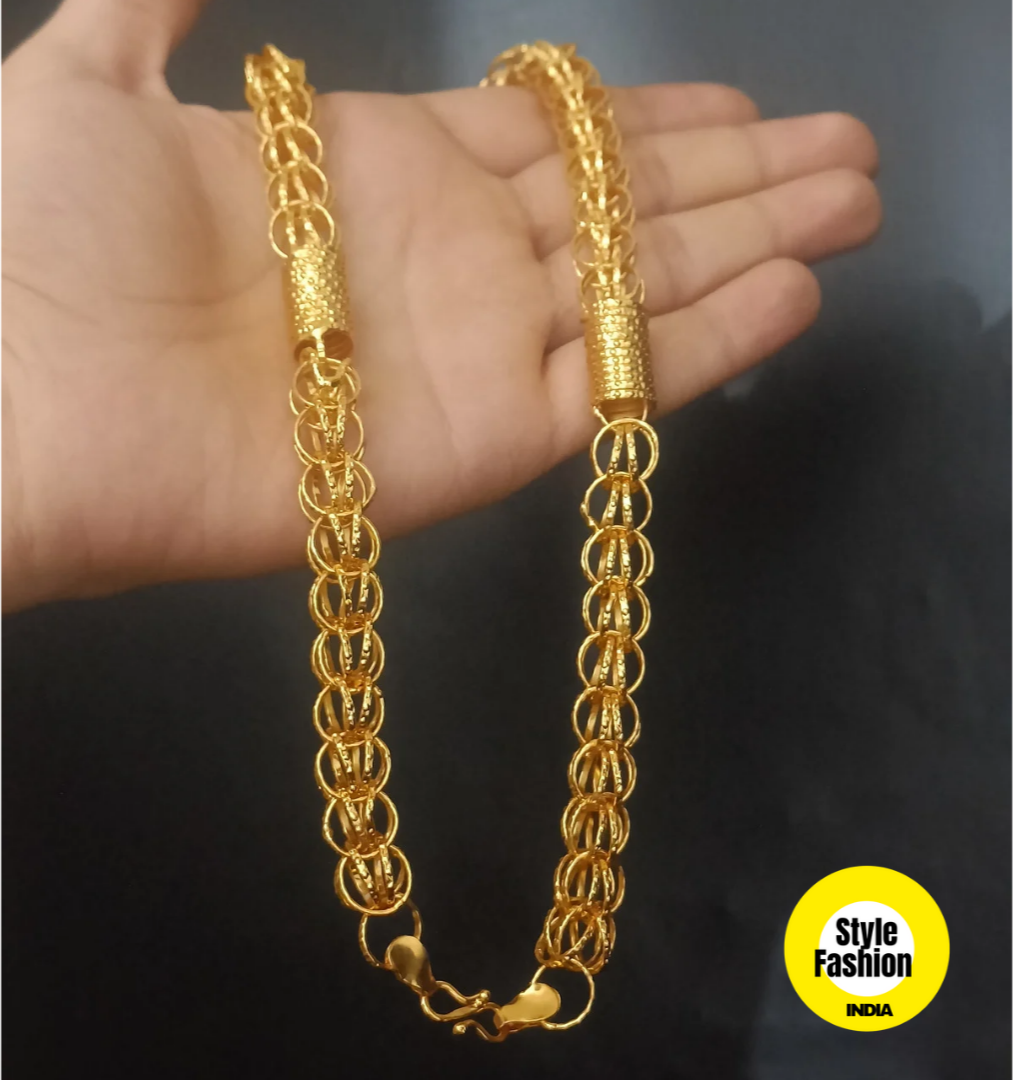 Exclusive Spring With Ring Design High Quality Gold Plated Chain For Men