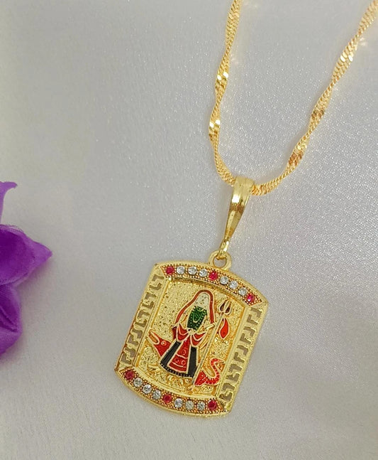 Khodiyar Maa Square Gold Plated Long Time Running Chain For Men