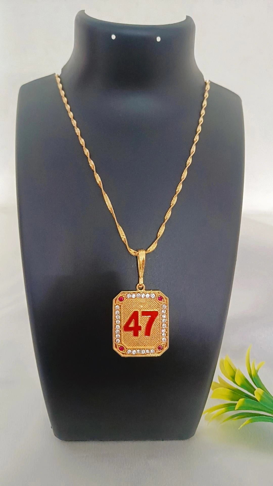 47 Logo Square Gold Plated Long Time Running Chain For Men