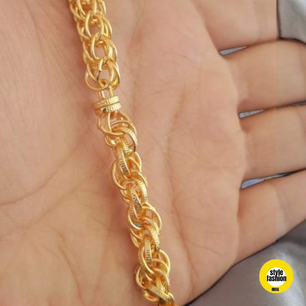 2 In 1 Bahubali with Ring on Ring High Quality Gold Plated Chain For Men