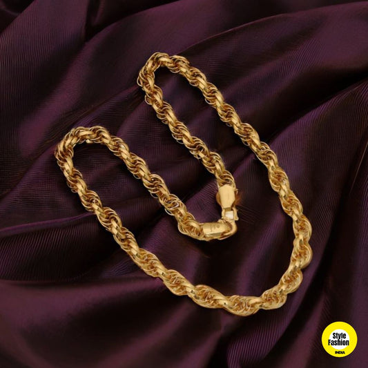 Bahubali Thin and Long Designer high Quality Gold Plated Chain For Men