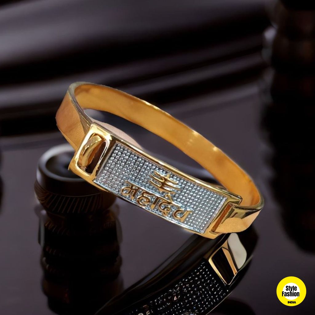 Mahadev Bracelet Kada With Diamond Gold Plated for Men