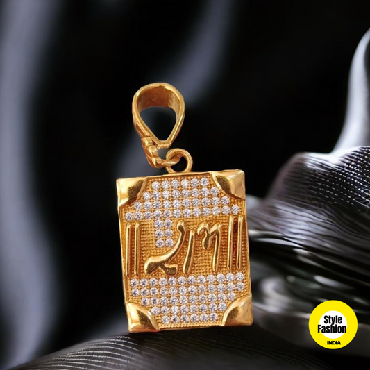 Ram Square New Designer With DIamond & Gold Plated Pendant For Men