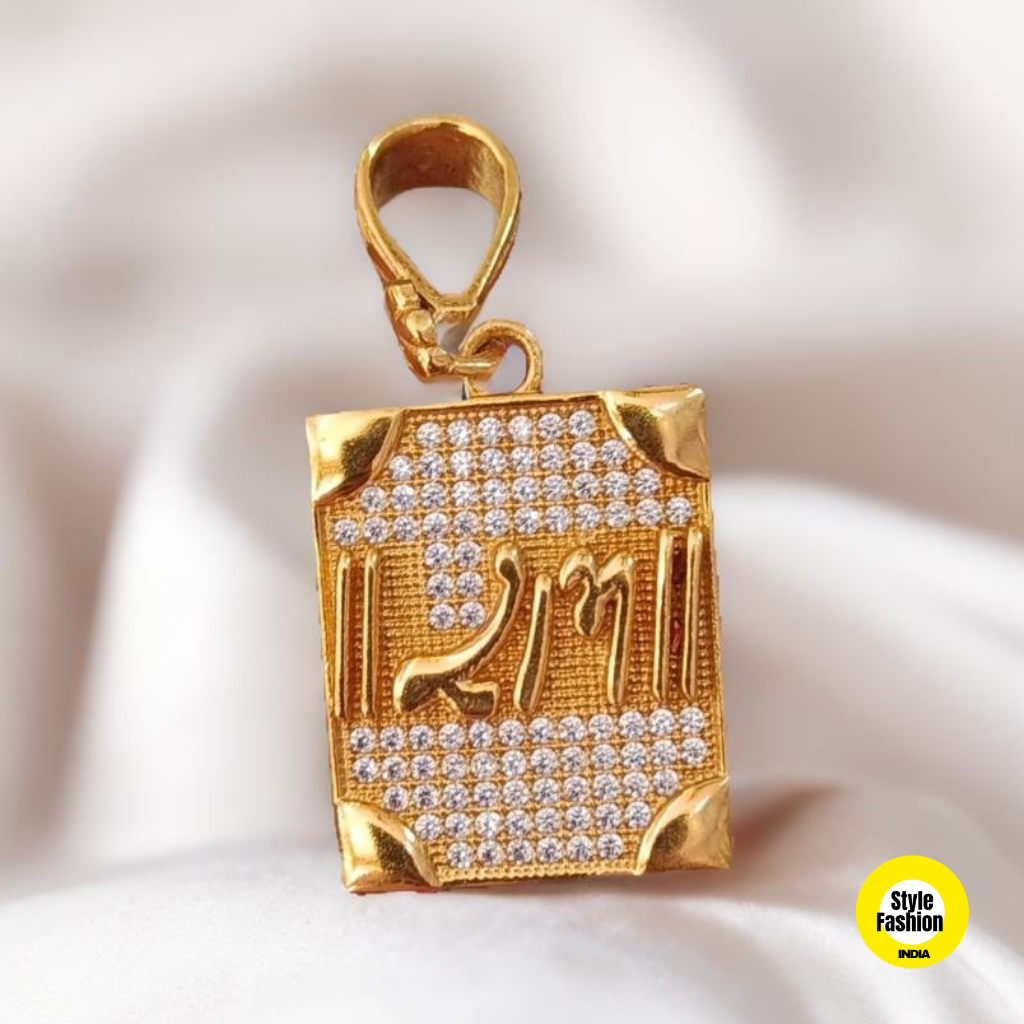 Ram Square New Designer With DIamond & Gold Plated Pendant For Men