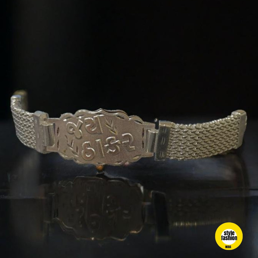 Jay Thakar With Six Line With Unique Design Silver Plated Bracelet For Men