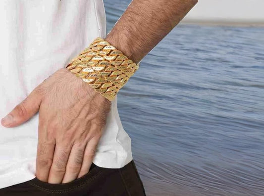3 Line High Quality Gold Plated Bracelet for Men