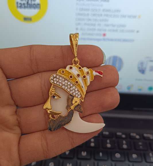 Shivaji Maharaj with lion Nail with Gold Plated Pendant for men